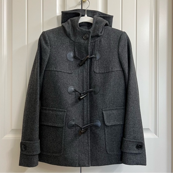 J. Crew Jackets & Blazers - JCrew Hooded Wool Blend Pea Coat in Gray, Size 0P
